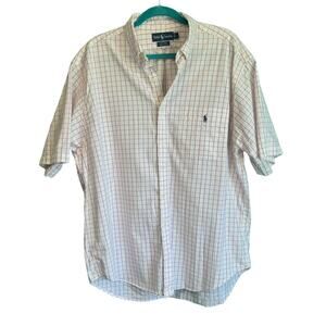 Ralph Lauren Pink Grid Big Shirt 100% Cotton Button Up Shirt Men's Large